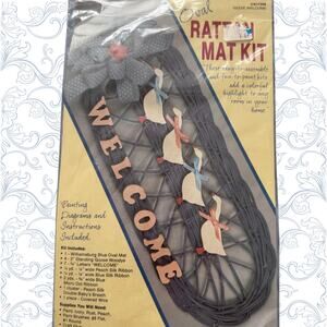 Vintage Rattan Geese Welcome Mat Kit, 1980s Country Decor